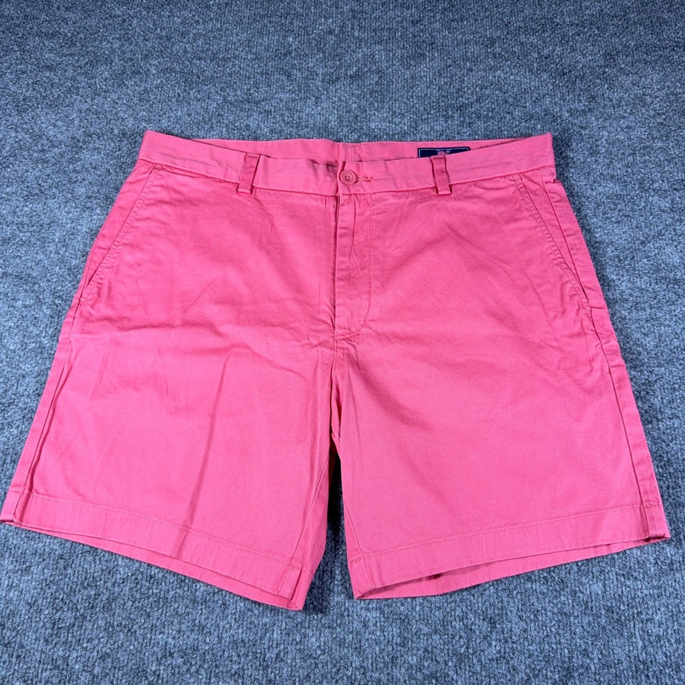 Vineyard Vines Breaker Shorts Mens 35 Pink Coral Cotton Stretch Chino 9 Inseam